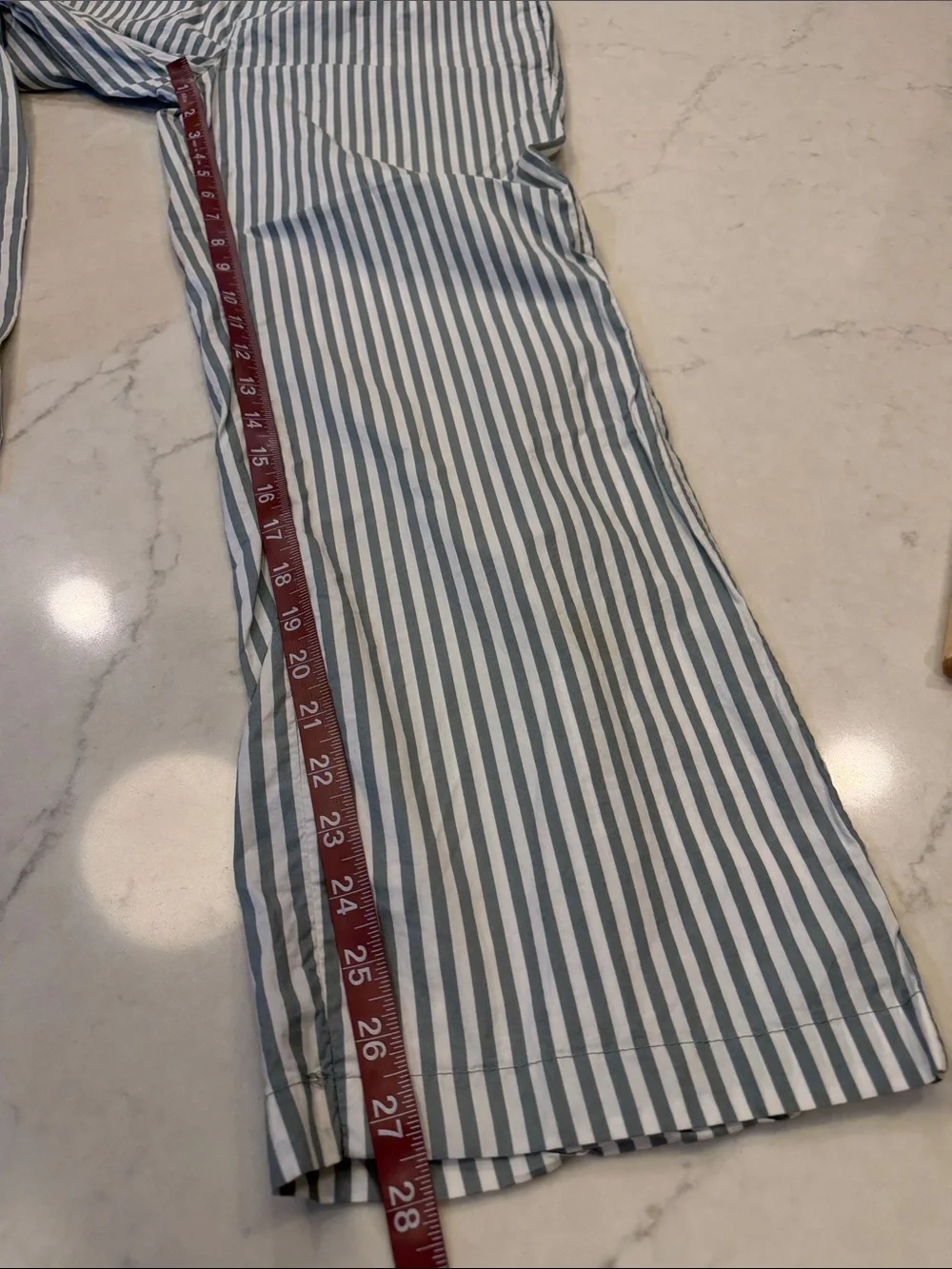 Happily‎ Grey Boxer Pants Green and White Striped Size Small 100% Cotton